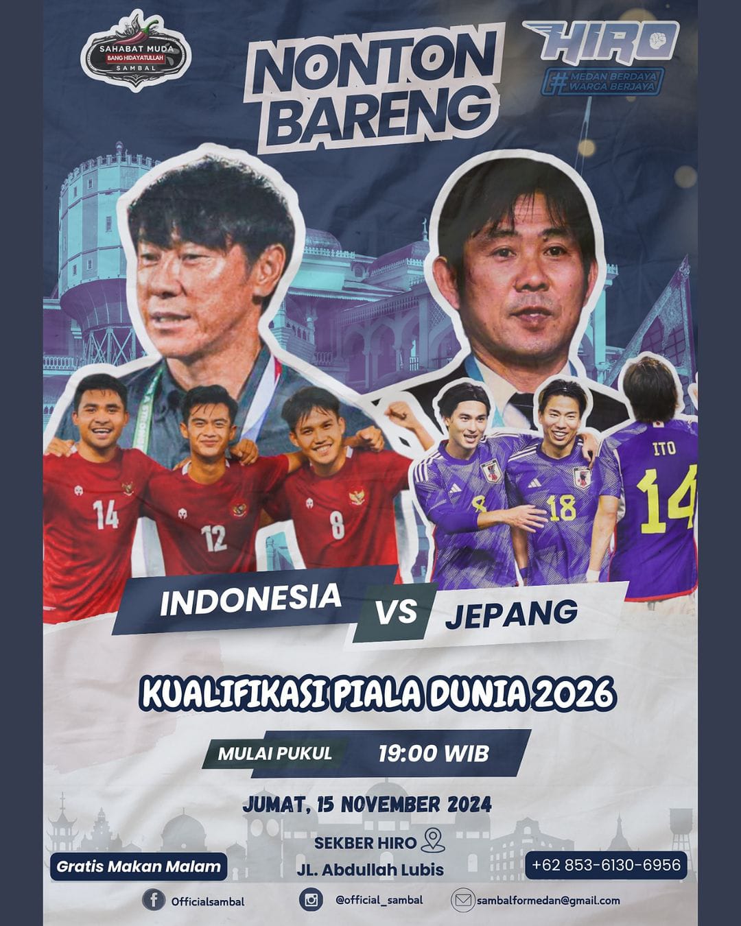 Lokasi Nobar Timnas Indonesia vs Jepang di Medan