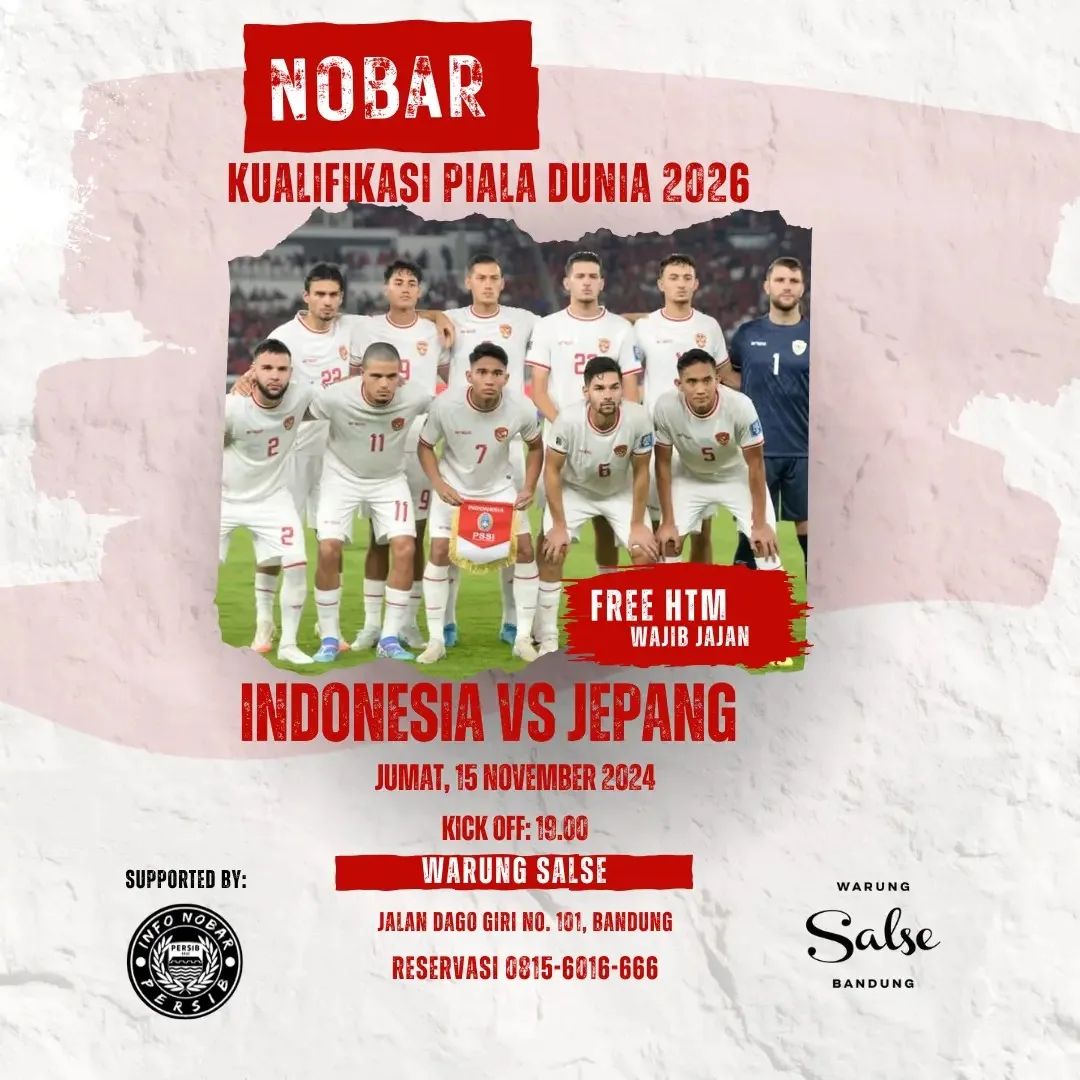 Lokasi Nobar Timnas Indonesia vs Jepang di Bandung