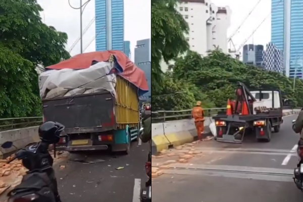 Kecelakaan Truk Pengangkut Batu Bata di Jakarta Selatan, Lalin Sempat Macet Parah