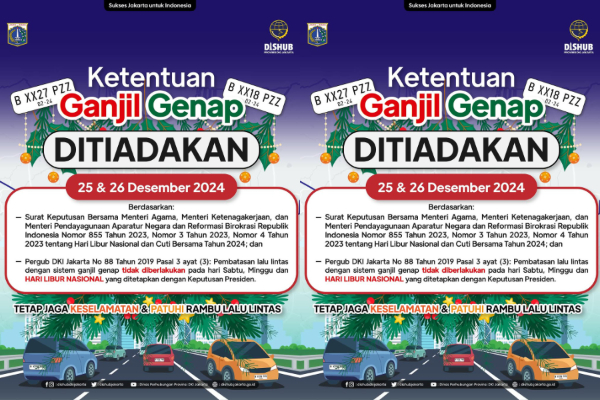 Aturan Ganjil Genap Hari ini di Jakarta Selama Libur Natal Ditiadakan, 25-26 Desember 2024