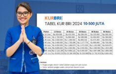 Tabel KUR BRI Pinjaman 10-500 Juta