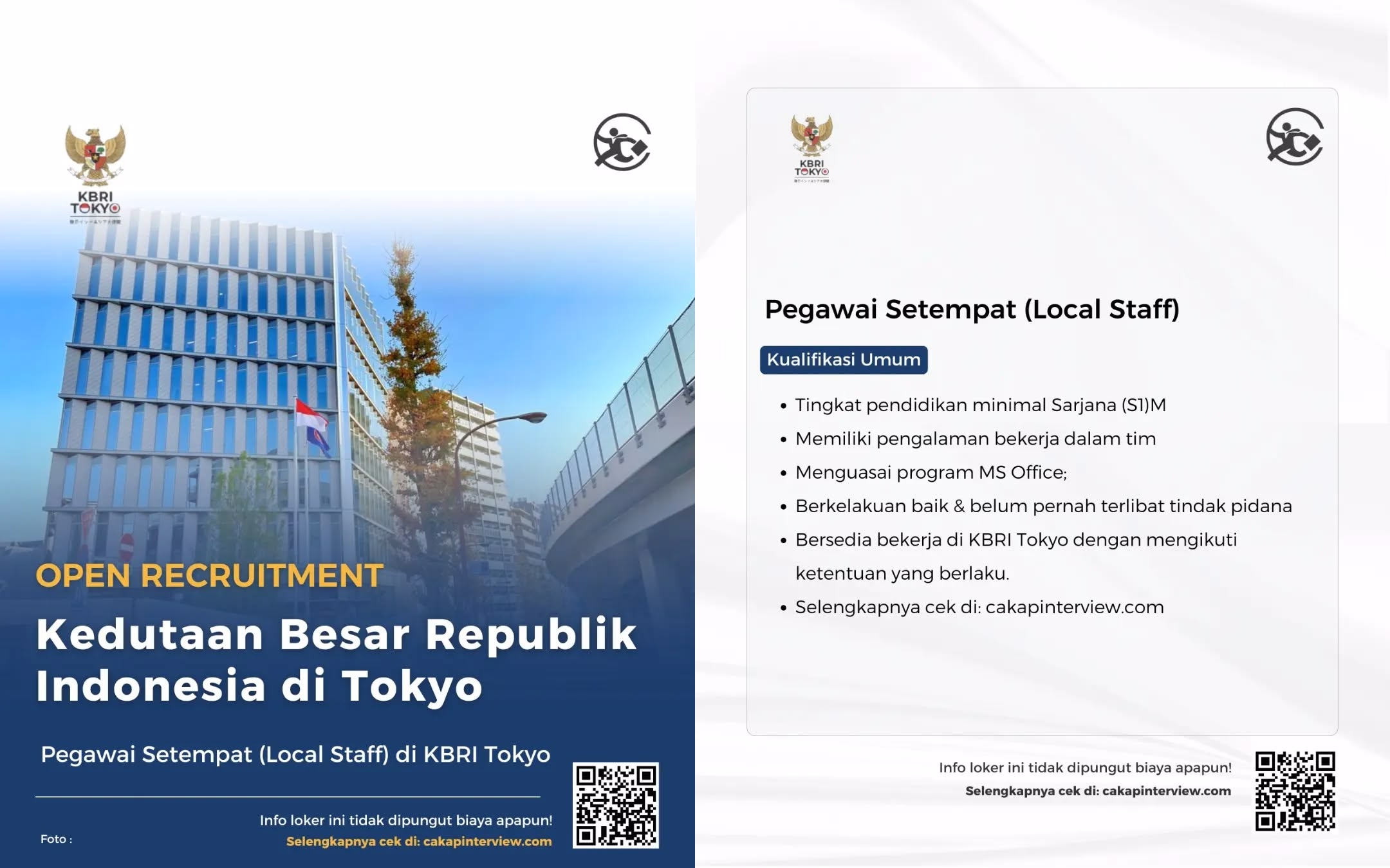 Lowongan Kerja Kedutaan Besar Republik Indonesia di Tokyo untuk Posisi Local Staff