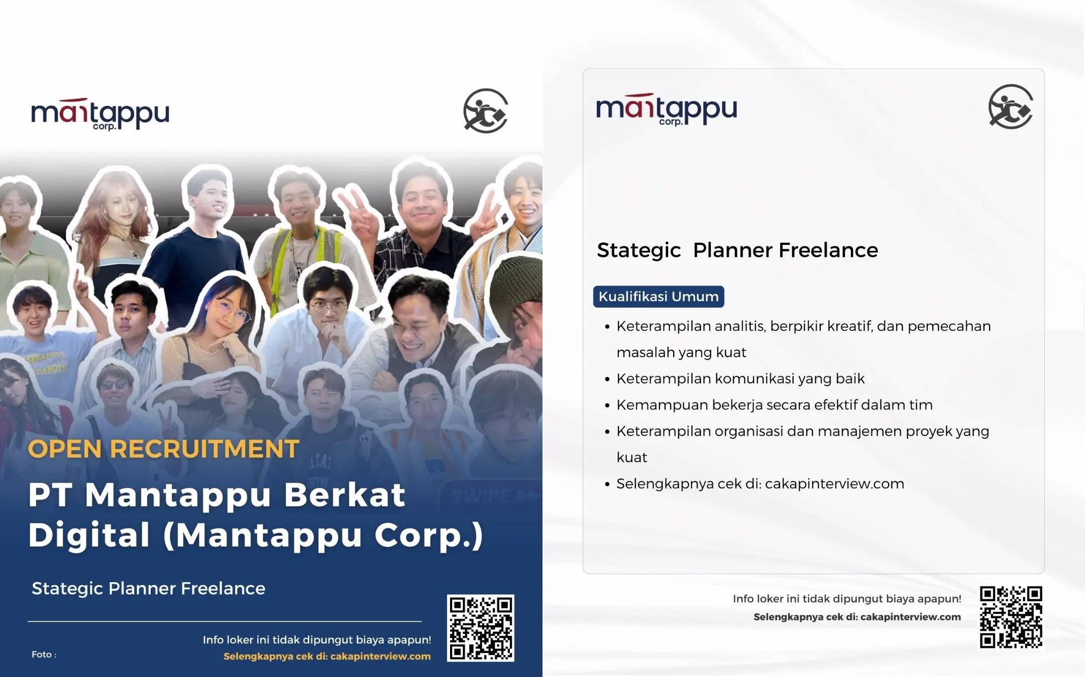 PT Mantappu Berkat Digital Buka Posisi Strategic Planner Freelance