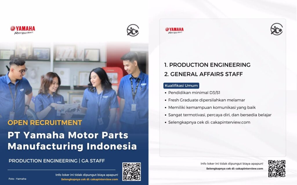 Lowongan Kerja Terbaru PT Yamaha Motor Buka 2 Posisi Utama, Fresh ...