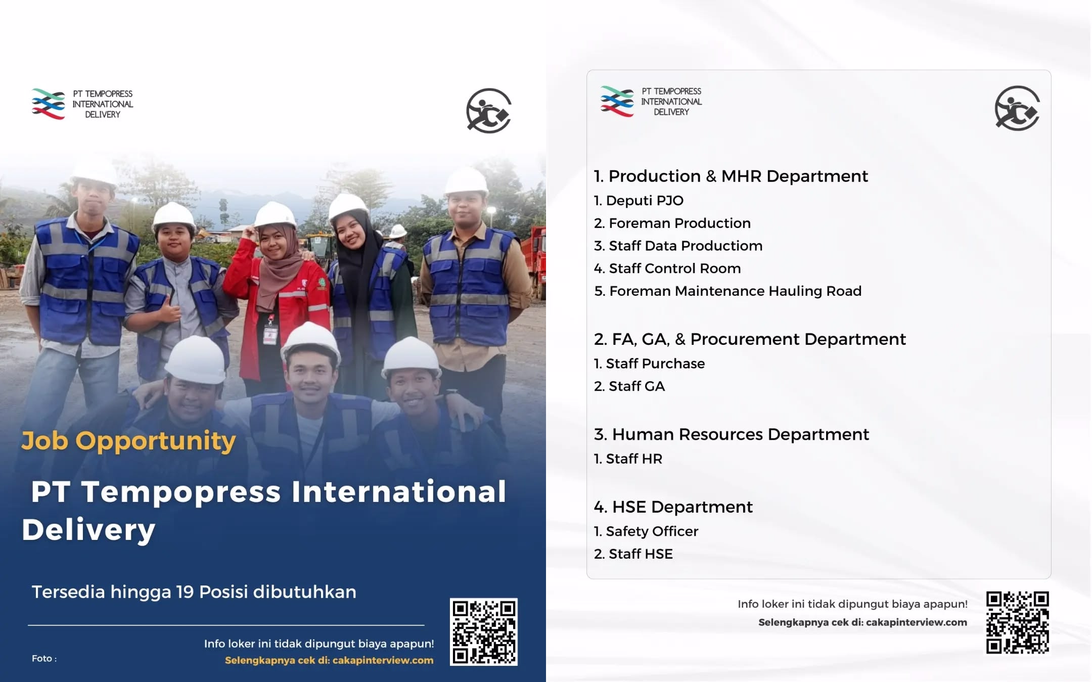 Info Loker PT Tempopress International Delivery Buka 19 Posisi Utama