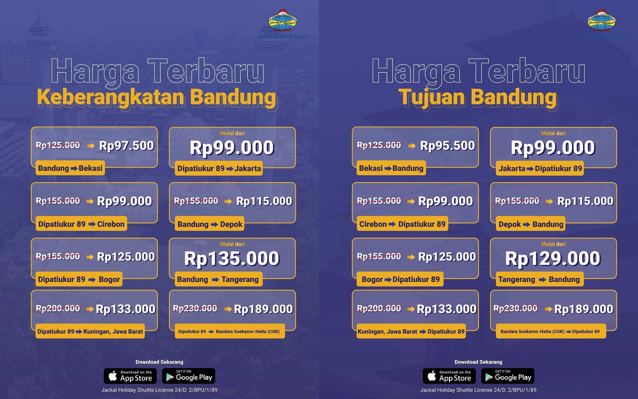 Promo Harga Tiket Bus Akhir Tahun 2024 Rute Area Bandung-Jakarta PP