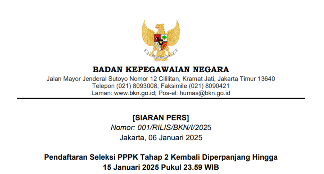 Pendaftaran PPPK 2024 Tahap 2 Resmi Diperpanjang Hingga 15 Januari 2025