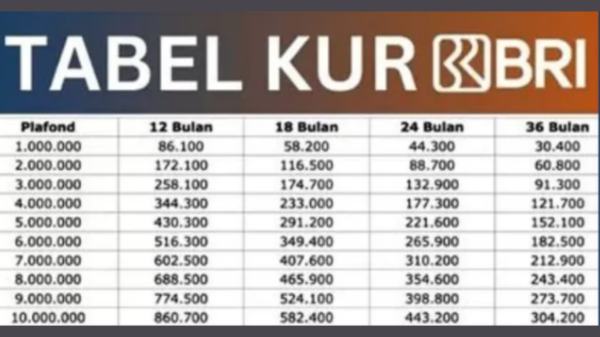 Tabel KUR BRI 2025