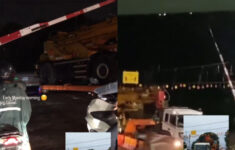 Truk Muatan Crane Tersangkut di Rel Kereta Bekasi, Lalu Lintas Terganggu