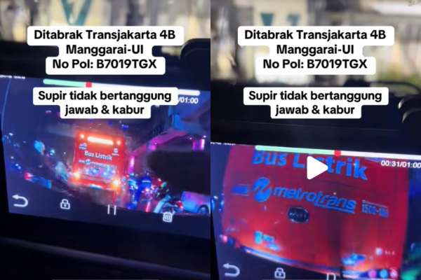 Detik-detik Bus Listrik TransJakarta Tabrak Mobil di Jakarta Selatan, Sopir Diduga Kabur