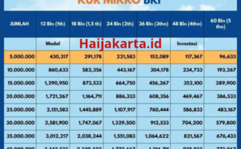 Tabel KUR BRI 2025