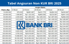 Tabel Angsuran Non KUR BRI 2025