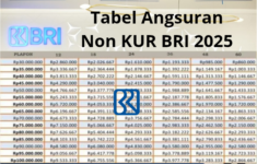 Tabel Angsuran BRI Non KUR 2025