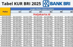 Tabel KUR BRI 2025 Pinjaman 100 Juta