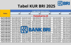 Tabel KUR BRI 2025 Pinjaman 500 Juta