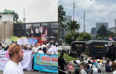 Demo Aliansi Honorer di Depan DPR, Lalu Lintas Jalan Gatot Subroto Macet Parah