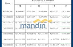 Tabel Pinjaman Mandiri 2025 Non KUR