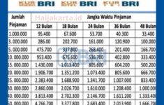 Tabel Angsuran KUR BRI 2025