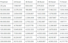 Tabel Non KUR Mandiri 2025