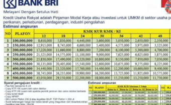 Tabel Angsuran KUR BRI 2025