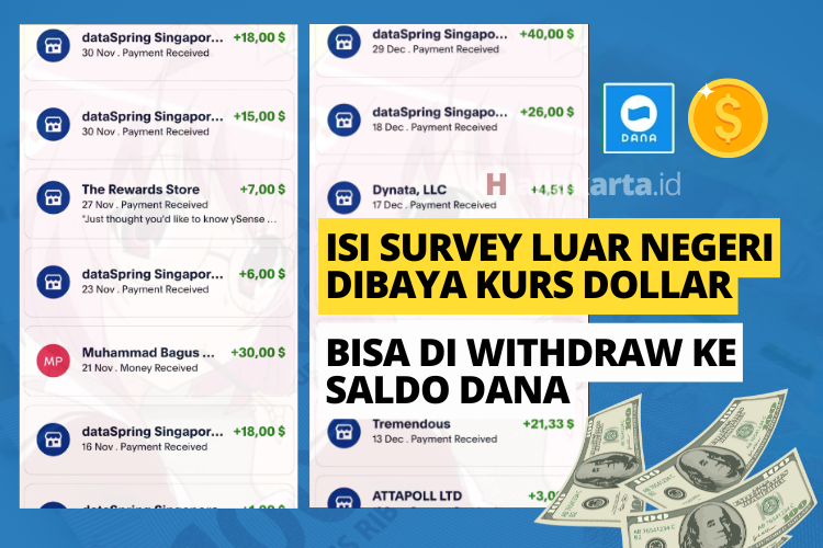 Aplikasi Survei Luar Negeri yang Membayar Saldo DANA Gratis dalam Kurs Dollar