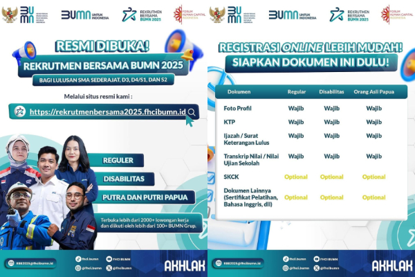 Seleksi Rekrutmen Bersama BUMN 2025 Resmi Dibuka, 2.000 Lowongan Kerja Tersedia bagi Lulusan Mulai SMA/SMK