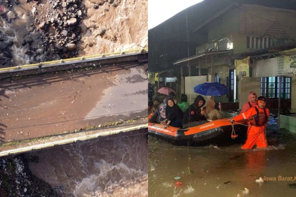 Puncak Bogor Banjir, Jembatan Putus Tutupi Akses Jalan