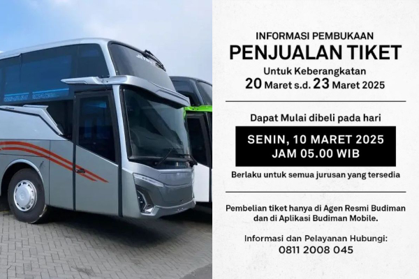 Daftar Harga Bus Budiman Executive Maret 2025, Jelang Lebaran Idul Fitri 1446 H