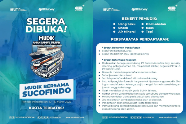 Syarat Daftar Mudik Gratis Sucofindo 2025, Simak Jadwal dan Syarat Lengkapnya!