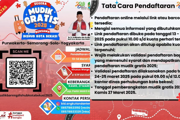 Link Pendaftaran Mudik Gratis Dishub Kota Bekasi 2025, Lengkap dengan Cara Daftarnya!