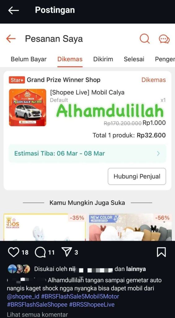 Hadiah Mobil Calya dari Flash Sale Shopee 3.3