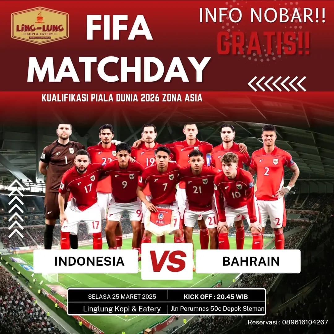 Tempat Nobar Timnas Indonesia vs Bahrain di Jogja
