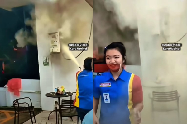 Detik-detik Pegawai Wanita Padamkan Kebakaran di Indomaret Kalimantan Barat, Aksi Sigap Tuai Pujian