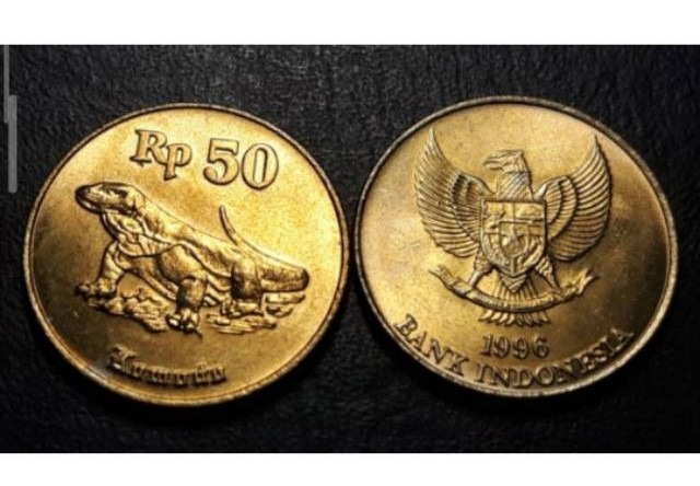 Koin Kuno Rp50 Bergambar Komodo Jenis Pattern
