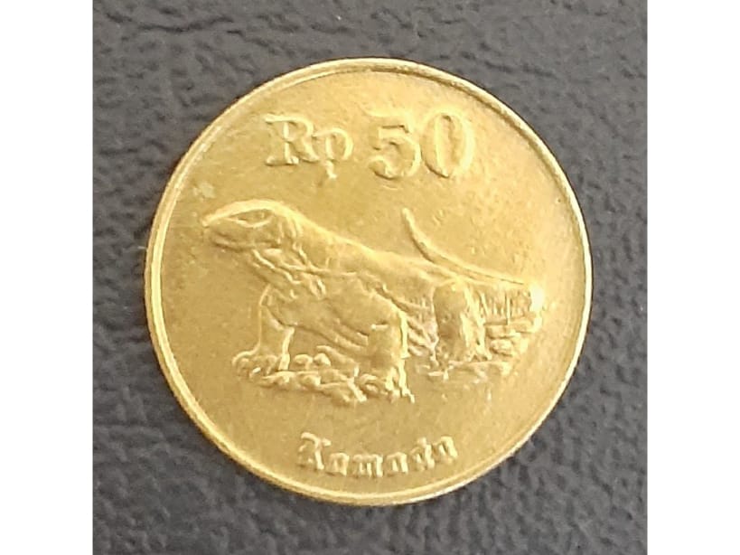 Koin Kuno Rp50 Bergambar Komodo