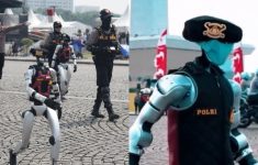 Robot Beratribut Polisi Tampil di Monas, Atraksi Canggih Warnai Persiapan Hari Bhayangkara ke-79