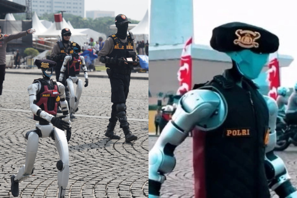 Robot Beratribut Polisi Tampil di Monas, Atraksi Canggih Warnai Persiapan Hari Bhayangkara ke-79