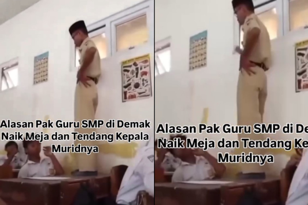 Viral! Guru Tendang Siswa di Atas Meja SMPN Demak Heboh di Medsos, Netizen: Pantas Cabut Lisensinya