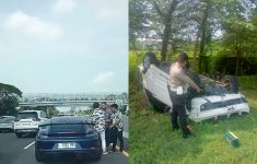 Porsche Tabrak Toyota Rush di Tol Sidoarjo, 1 Keluarga Terpental ke Parit