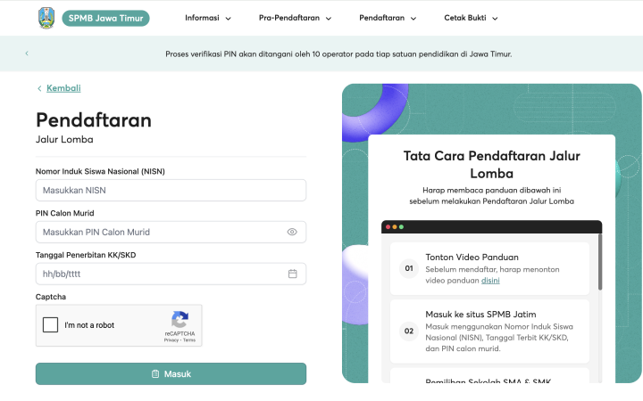 link pendaftaran SPMB Jatim 2025