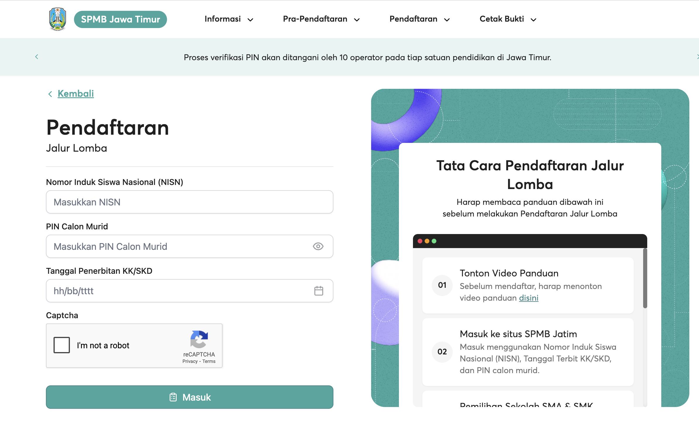 link pendaftaran SPMB Jatim 2025