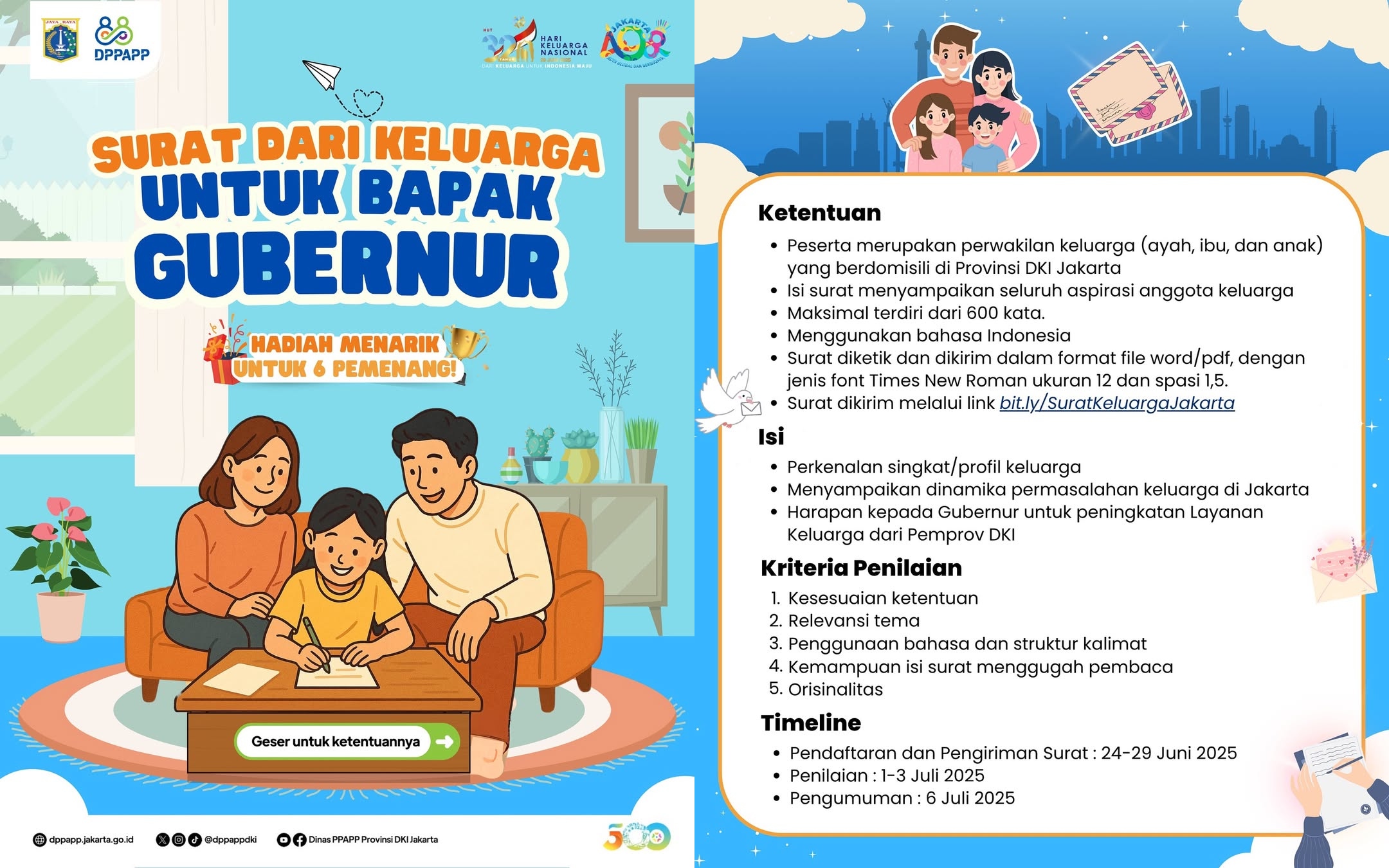 Rayakan Hari Keluarga Nasional 2025 dengan Mengikuti Lomba Menulis Surat dari Keluarga untuk Bapak Gubernur