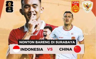 Lokasi Nobar Timnas Indonesia vs China di Surabaya
