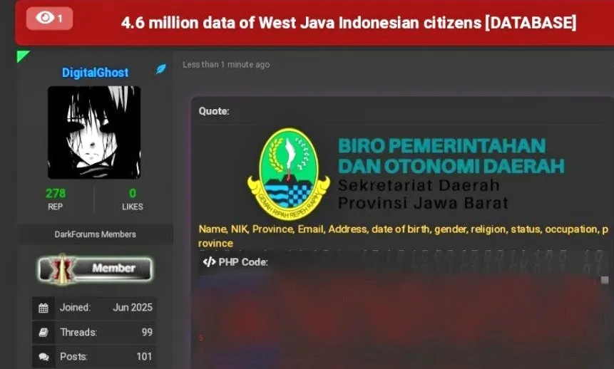 Kebocoran 4,6 Juta Data Pribadi Warga Jabar