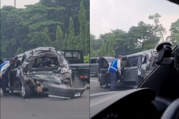 Kecelakaan Mobil di Tol Jagorawi KM 16, Mobil Alami Rusak Parah di Bagian Belakang