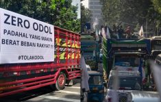 Sopir Truk Demo ODOL di Jakarta Pusat, Ratusan Kendaraan Kepung Ring 1