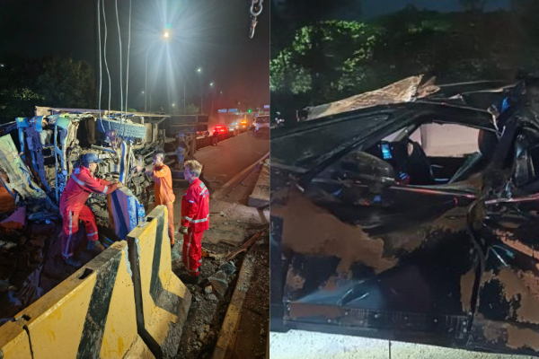 WNA Jepang Tewas dalam Mobil Gegara Tertimpa Truk Muatan Tanah di Gerbang Tol Karawang Barat