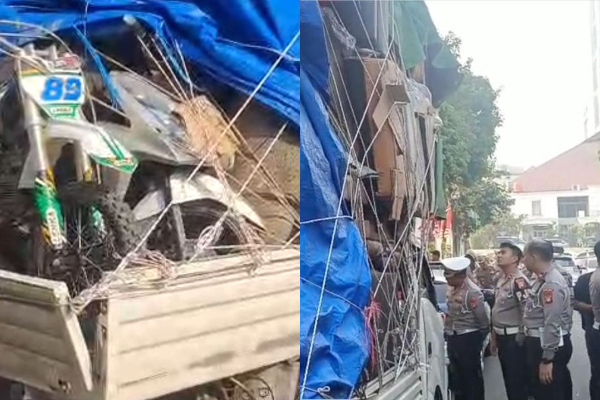 Pikap ODOL Bawa Motor Bodong di Tol Dalam Kota, Ugal-ugalan Masuk Jalur TransJakarta