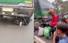 Motor Terlindas Truk Kontainer di Jalan Daan Mogot