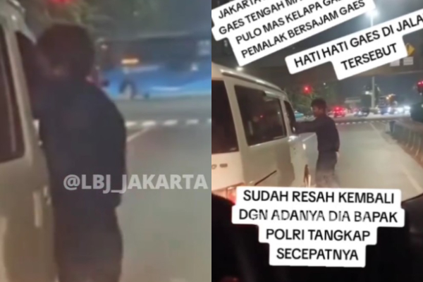 Nekat! Pria Palak Pengendara Mobil di Lampu Merah Simpang Pulomas Jaktim, Diduga Pelaku Membawa Sajam